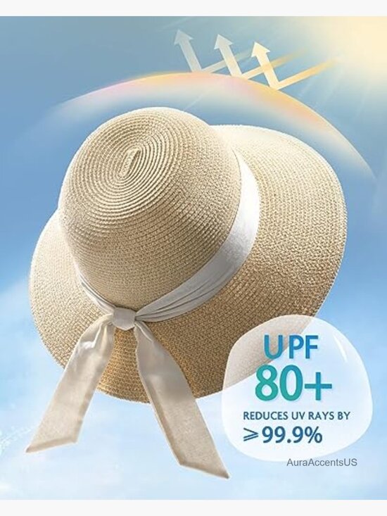 Straw Sun Hat with UPF 80+ Wide Brim Foldable Travel Beach Hat main image 6
